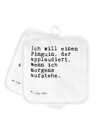 Mr. & Mrs. Panda Topflappen Ich will einen Pinguin,... mit Spruch in Weiß