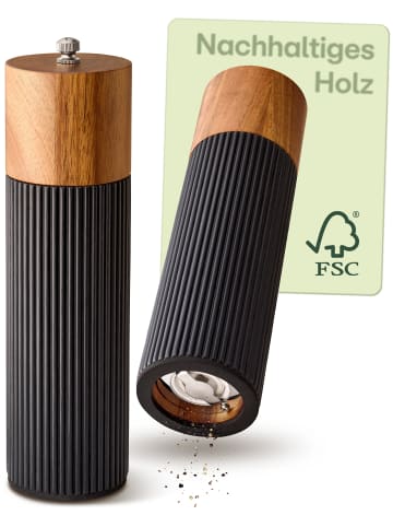 Praknu Salz & Pfeffermühle Set Akazien Holz – Edles Design & Keramikmahlwerk