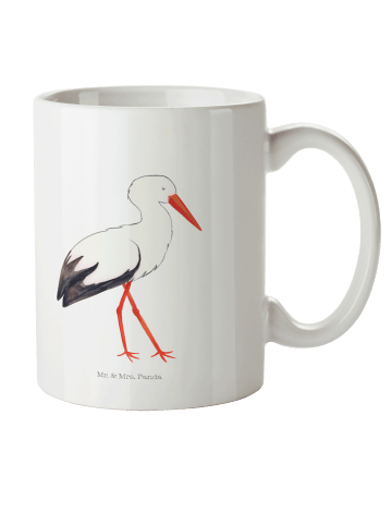 Mr. & Mrs. Panda Mehrwegbecher Storch ohne Spruch in Weiß
