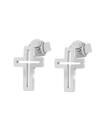 Adeliás Damen Ohrstecker Kreuz aus 925 Silber in silber