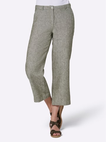 creation L Leinen-Hose in khaki-weiß-meliert