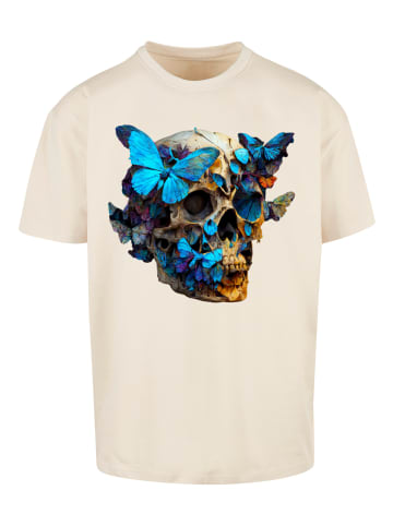 F4NT4STIC Heavy Oversize T-Shirt Schmetterling Skull OVERSIZE TEE in sand