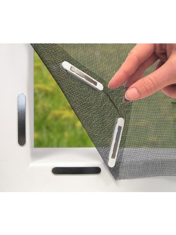 EASYmaxx Moskitonetz 110x130cm schwarz 12 Magnetbefestigung für Fenster Schwarz