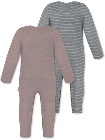 Normani Outdoor Sports 2er Pack Baby Merino Strampler „Waverly“ in Rosa/Grau