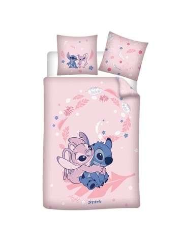 Disney Disney Stitch Bettwäsche Set – Deckenbezug 140x200 cm + Kissen in Rosa