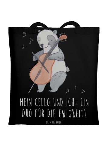 Mr. & Mrs. Panda Strandtasche Zeichenllo Duo mit Spruch in Schwarz