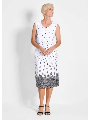 GOLDNER Kurzgröße:  Etuikleid mit Blumenprint, Jerseyqualität in schwarz / weiß / gemustert