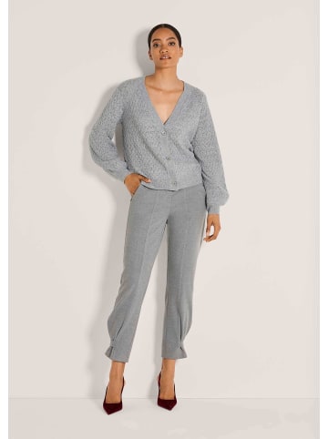 MADELEINE Elegante Strickjacke mit Ajour-Muster in silbergrau / wollweiß / melange