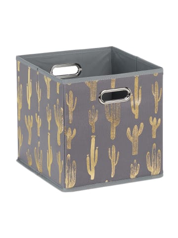 relaxdays 8 x Faltbox in Grau/ Gold - (B)28,5 x (H)29 x (T)28,5 cm