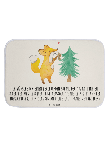 Mr. & Mrs. Panda Badematte Fuchs  Weihnachtsbaum mit Spruch in Weiß