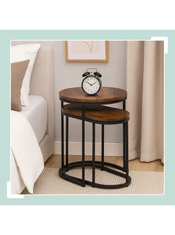 relaxdays 2-tlg. Satztisch-Set in Braun/ Schwarz