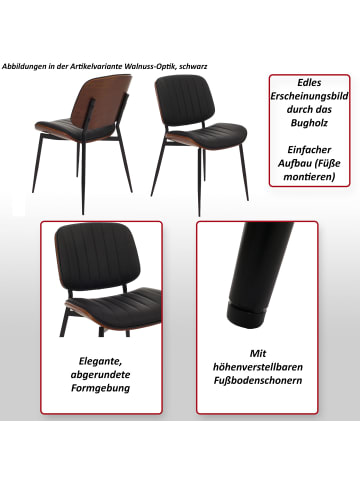 MCW 2er-Set Esszimmerstuhl O44, Walnuss-Optik, schwarz