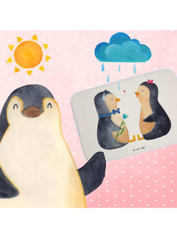 Mr. & Mrs. Panda Badezimmerteppich Pinguin Pärchen ohne Spruch in Weiß