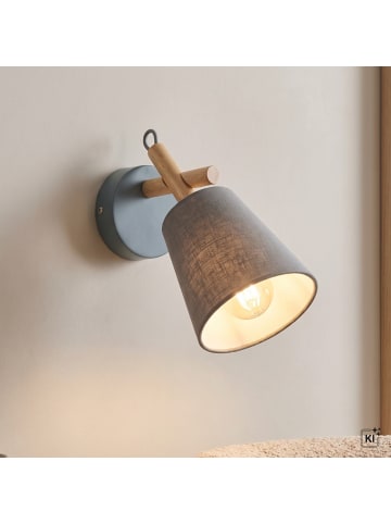 Licht-Erlebnisse Wandlampe (B)14 x (H)28 cm in Helles Holz Grau