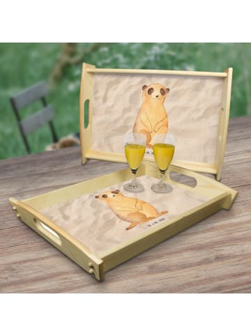 Mr. & Mrs. Panda serviertablett holz Erdmännchen ohne Spruch in Sandig