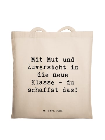 Mr. & Mrs. Panda Henkeltasche Spruch Erster Schultag Mut und Zuv... in Creme
