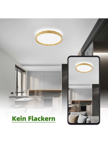 ZMH Deckenleuchte LED in holzfarbe rund 3000-6000K dimmbar 43W Ø40cm