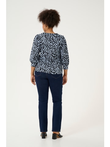 KAFFE curve T-Shirt kurzarm KCivena Regular fit in Blue / Black graphic