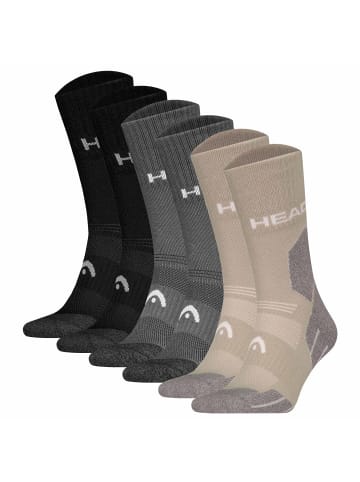 HEAD Socken 6er Pack in Schwarz/Grau/Taupe