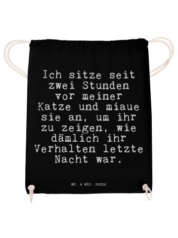 Mr. & Mrs. Panda Stoffbeutel Ich sitze seit zwei... mit Spruch in Schwarz