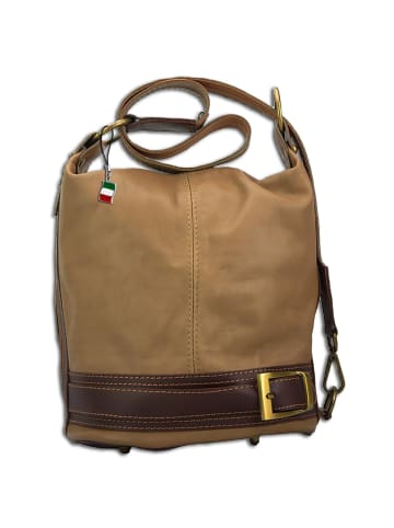 Florence Florence Schultertasche, Cityrucksack Leder braun, taupe ca. 23cm