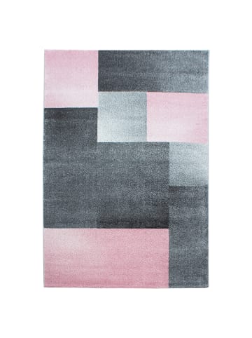 KADIMA DESIGN Teppich Kurzflor Karo Polypropylen saugroboter Wohnzimmer in Pink