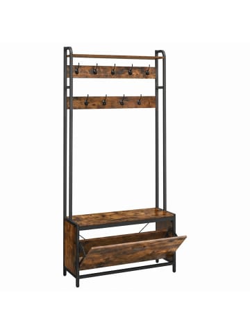 VASAGLE Garderobenständer Barnet in Braun-Schwarz - (B)85 x (H)180 x (T)30 cm