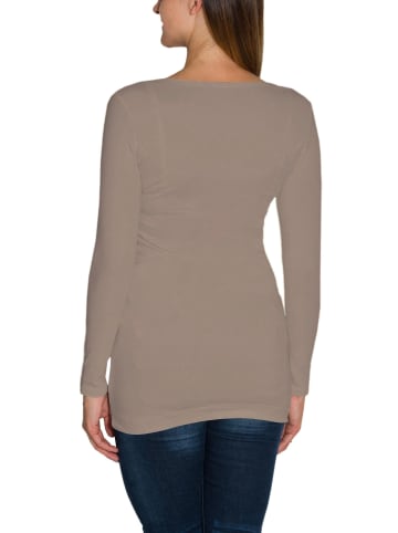 Alkato Alkato Damen Langarm Longshirt Langarmshirt in beige Modell 1