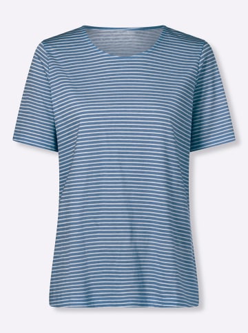 Sieh an! Ringelshirt in mittelblau-ecru-geringelt