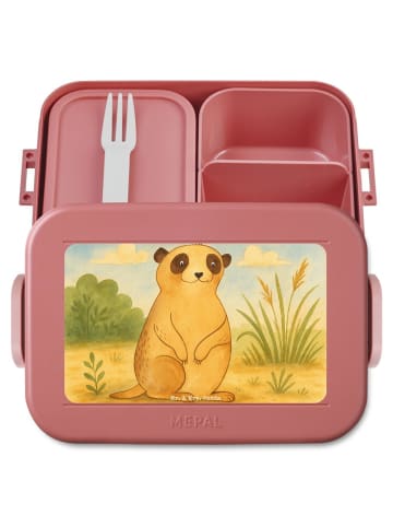 Mr. & Mrs. Panda MEPAL Bentobox Erdmännchen Design ohne Spruch in Rot Pastell