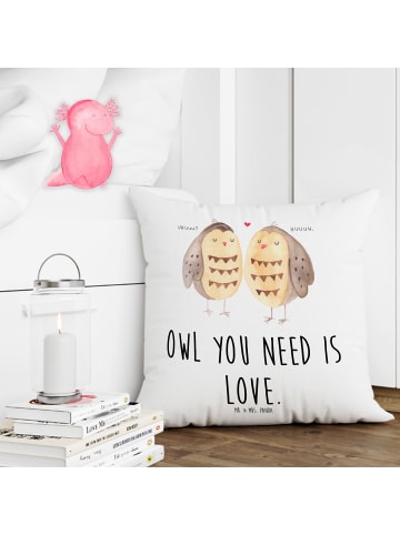 Mr. & Mrs. Panda sitzkissen Eulen Liebe mit Spruch in Weiß