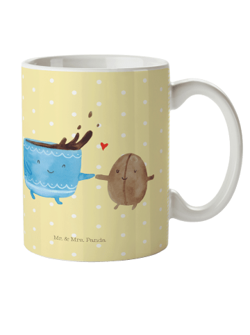 Mr. & Mrs. Panda Plastikbecher Kaffee Bohne ohne Spruch in Gelb Pastell