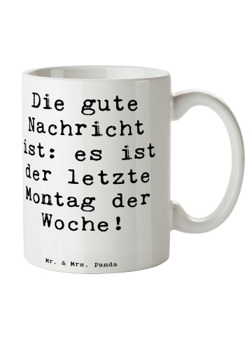 Mr. & Mrs. Panda Cappuccinotasse Spruch Hoffnung Montag mit Spruch in Weiß