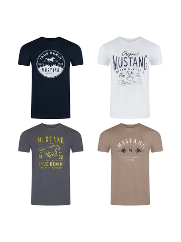 Mustang T-Shirt 4er Pack Mustang Herren T-Shirt in Mehrfarbig