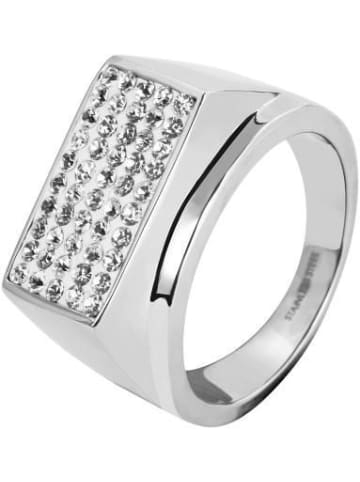 Adeliás Herren Ring aus Edelstahl mit Strass in silber