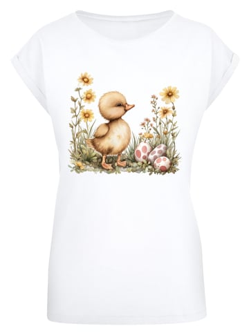 F4NT4STIC Extended Shoulder T-Shirt Niedliche Enten Ostereier in weiß