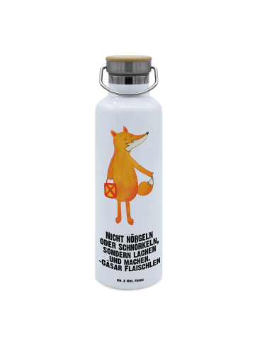 Mr. & Mrs. Panda Wasserflasche Fuchs Laterne mit Spruch in Weiß