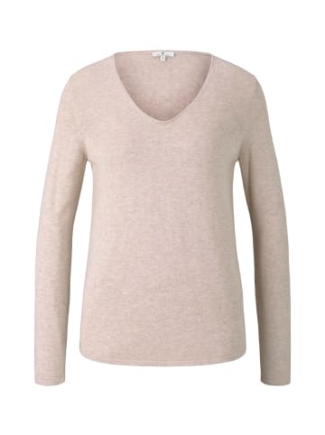 Tom Tailor Dünner Strickpullover Basic V-Ausschnitt Stretch Sweater in Altrosa