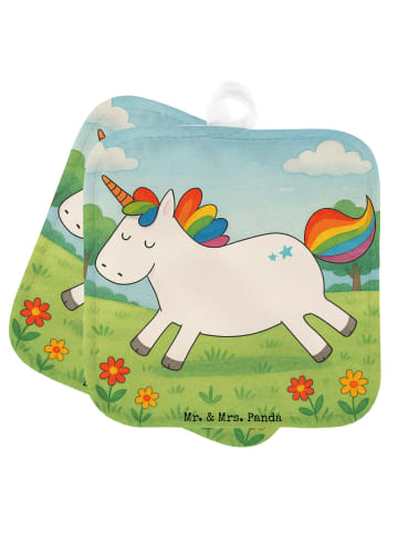 Mr. & Mrs. Panda Topflappen Einhorn Happy Design ohne Spruch in Weiß