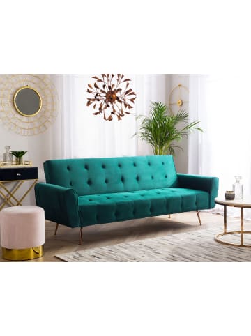 Beliani 3-Sitzer Sofa SELNES in Grün/Kupfer - (W) 212 x (H) 85 x (L) 84 cm