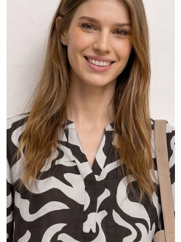 Street One Bluse mit Split Neck aus Leinenmix in Braun