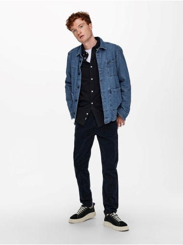 Only&Sons Slim Fit Chino Hose Basic Pants ONSPETE Baumwolle Twill Denim in Dunkelblau