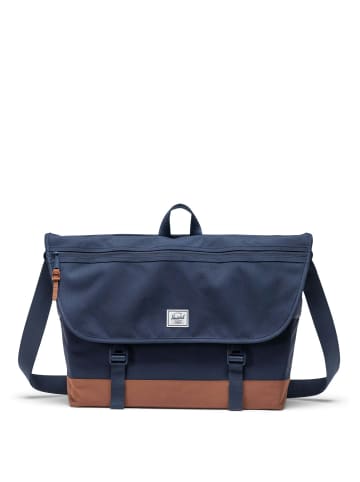 Herschel Cove Messenger - Umhängetasche 16" 38 cm (grid-black) in navy/saddle brown