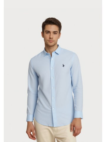 U.S. Polo Assn. Hemd 'Leinen-Shirt' in hellblau