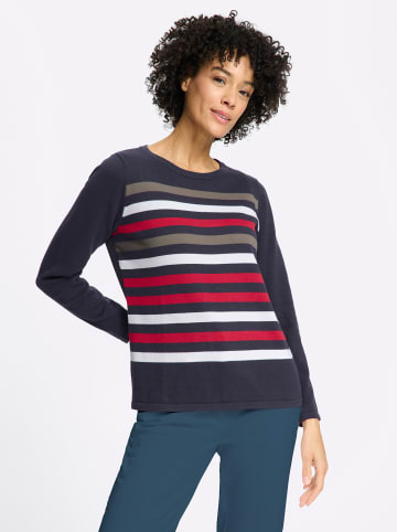 Sieh an! Rundhals-Pullover in marine-rot-geringelt