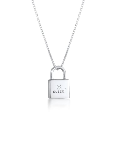 KUZZOI Halskette 925 Sterling Silber Schloss in Silber