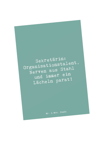 Mr. & Mrs. Panda Postkarte Spruch Sekretärin Heldin mit Spruch in Meeresbrise