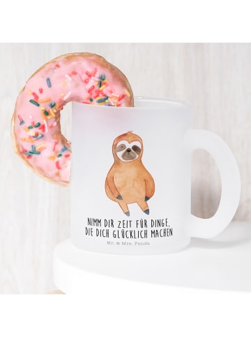 Mr. & Mrs. Panda Becher Faultier Zufrieden mit Spruch in Transparent