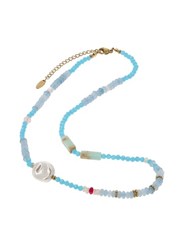 IZIA Women Necklace With Beads in Light Blue White
