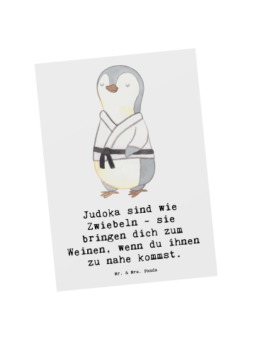 Mr. & Mrs. Panda Postkarte Judo Zwiebel mit Spruch in Weiß